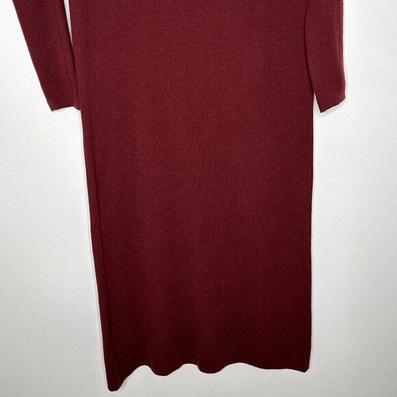 Vintage Wool Blend Women’s Medium Sweater Dress MIDI Maxi Burgundy Stretchy - Picture 3 of 5